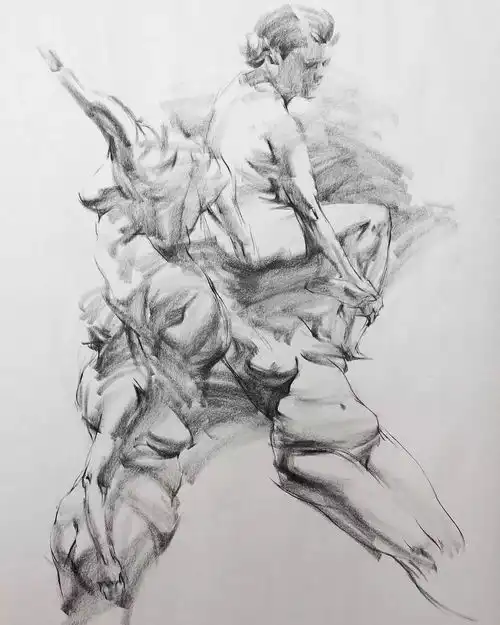 这样画素描笔触潇洒收放自如,画面生动