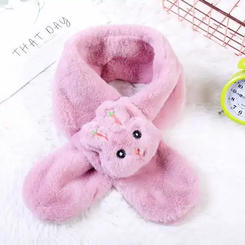 秋冬新款儿童围巾卡通小兔子婴幼儿宝宝男女童毛绒保暖加厚围巾潮