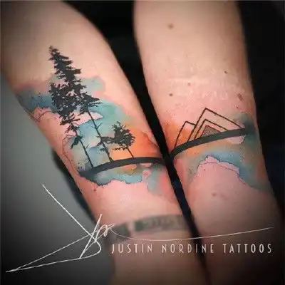 微信个性纹身头像好看的彩色水墨纹身图片