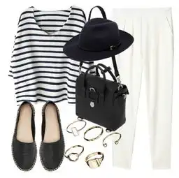 条纹上衣搭配图片欣赏,黑白条纹上衣搭配图片