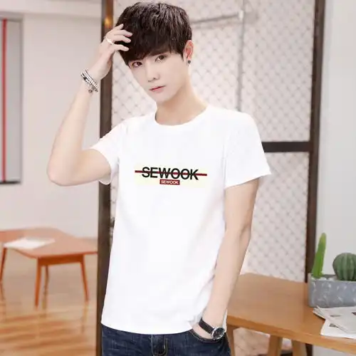 夏新款男士大码短袖t恤学生棉圆领休闲装青年潮流打底情侣装s3xl