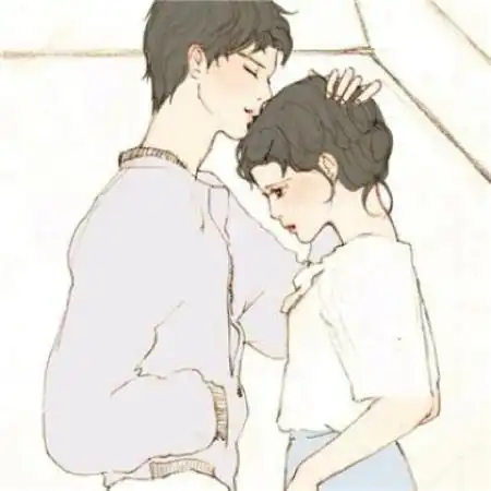 彩绘情侣头像一男一女韩国插画甜蜜情侣头