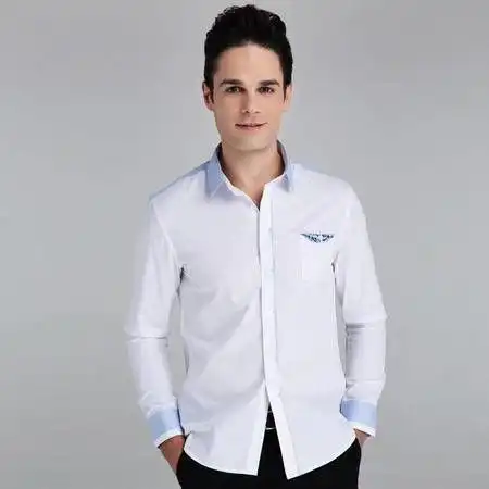 狮道芬堡白衬衫男2014春装新款纯棉绣花商务修身长袖寸衫9661图片大全邮乐官方网站