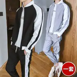 tz6020p70100聚酯纤维春装大码港风休闲套装男
