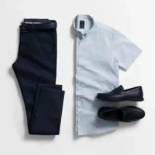 3套男生短袖衬衫长裤穿搭,干净利落,简单帅气