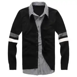 ppz男装秋冬季新款男士休闲套头针织衫男式条纹假两件毛衣yl1207