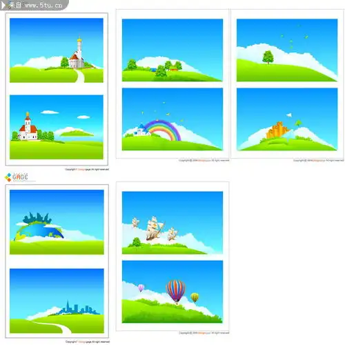 卡通风景图片手绘春天景色