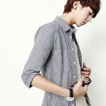 休闲长袖格纹衬衫