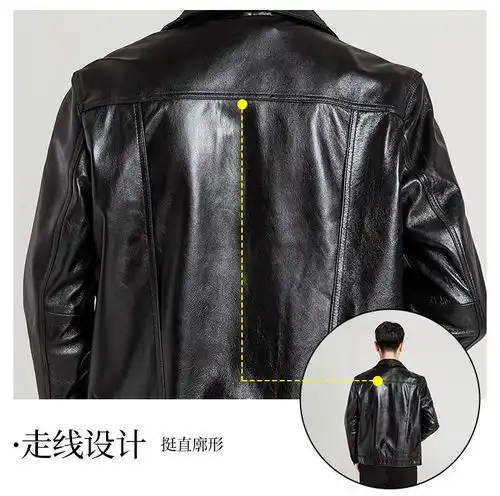 汤河之家2020新款真皮皮衣男山羊皮夹克外套日韩休闲工装风真皮衣纯色夹克