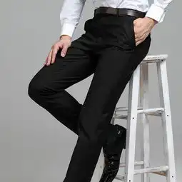男士休闲西裤修身韩版英伦小腿裤四季常规裤男士商务银行裤长裤