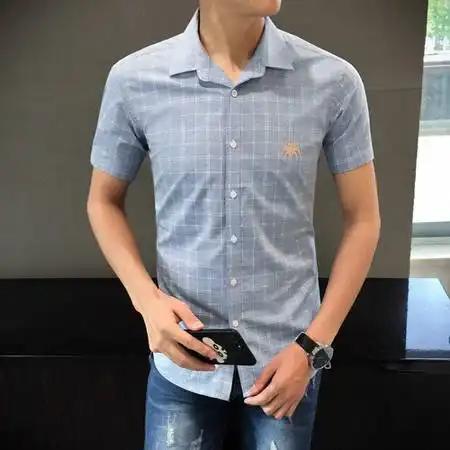 修身型休闲薄款短袖夏季青春流行方领衬衫气质街头韩版百搭宽松休闲时尚2018年春季