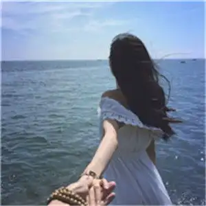 个性背景真人情侣头像我们在海边一起许下的诺言