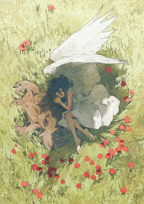 日本插画师potg油画质感女孩子