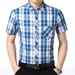 2018夏季新款简约时尚花色气质男装短袖衬衫