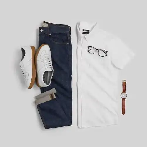 3套男生短袖衬衫长裤穿搭,干净利落,简单帅气