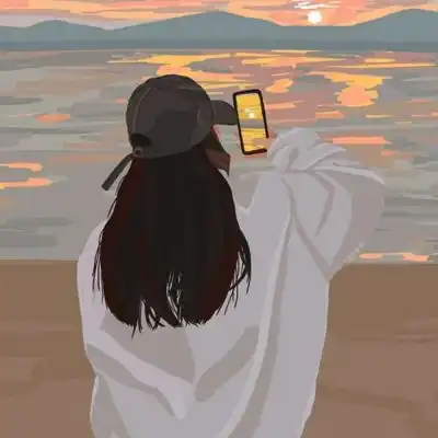 唐崎夜雨扁平风插画闺蜜情侣头女生头像我要个性网