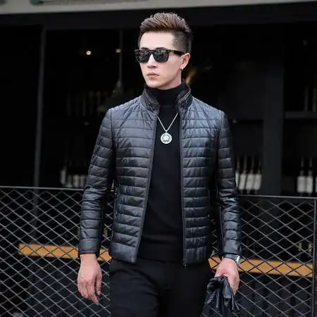 汤河之家2019新款真皮羽绒服男立领真皮皮衣冬季保暖外套b图片大全邮乐官方网站