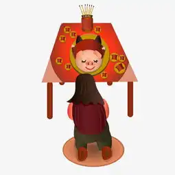 新年猪年卡通手绘风祭拜神灵图片素材其他格式下载动漫人物大全