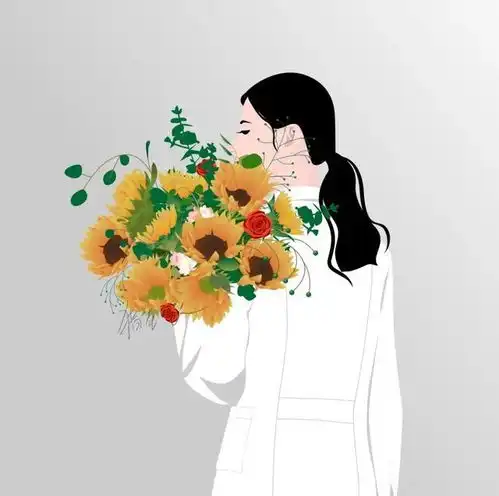 头像军人头像男生女生头像情侣头像手绘手捧花人物头像