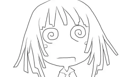 晕头转向的小女孩动漫简笔画