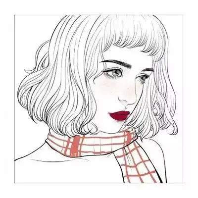 简约手绘女孩头像