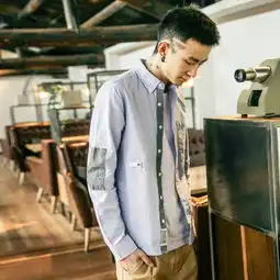 原创日系男装新款撞色补丁韩版修身小清新百堆糖,美图壁纸兴趣社区