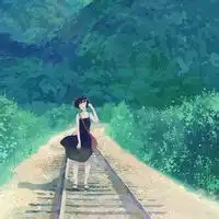 男生走铁轨背影的头像