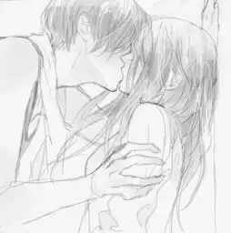 求一张男生亲女生的动漫黑白图