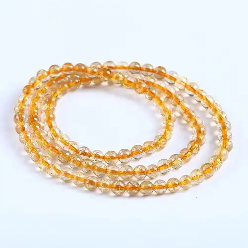 天然金发晶手链冰透金丝金发晶三圈手串转运招财水晶男女饰品