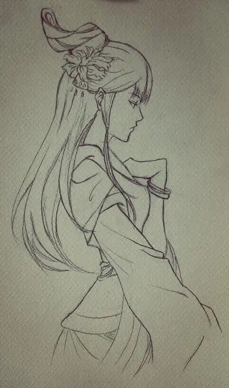 求一些线条简单清晰适合临摹的古风手绘线稿,如下