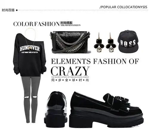 百年纪念小皮鞋女英伦学院风黑色春秋季女鞋2019新款秋鞋漆皮中跟单鞋粗跟