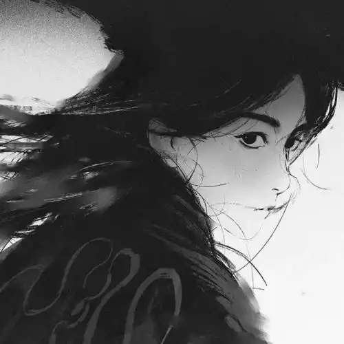 男生头像水墨风黑白色头像