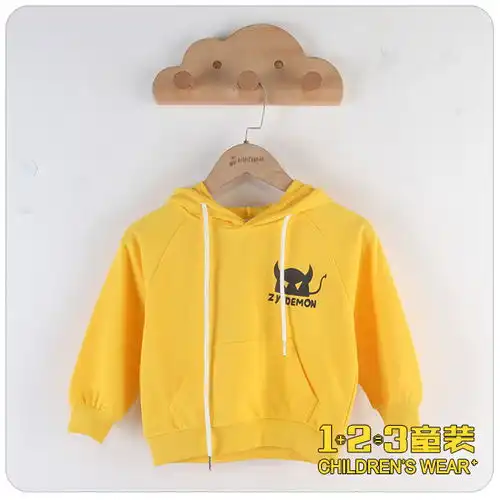 黄立体牛角男女同款250克卫衣男中童11u06yydd时尚套头t13童装连锁
