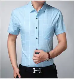 2018夏季新款简约时尚花色气质男装短袖衬衫