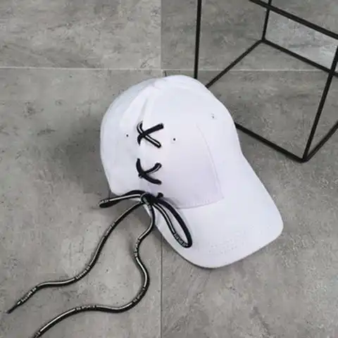 帽子女夏天长带子棒球帽黑色百搭弯檐鸭舌帽时尚个性嘻哈帽男