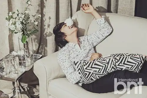 组图吕珍九清新写真变身花衬衫轻熟男