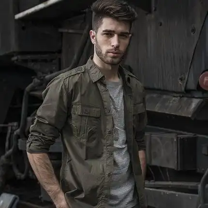 ak男装2015春季新款长袖休闲修身衬衣军式复古英伦风衬衫