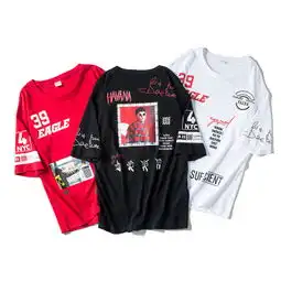 短袖t恤男韩版宽松原宿风欧美潮牌ins克罗心上衣女学生半袖体