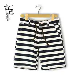 古己夏季海军风条纹男士短裤日系小清新沙堆糖,美图壁纸兴趣社区