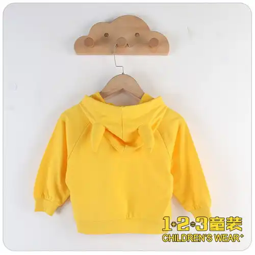 黄立体牛角男女同款250克卫衣男中童11u06yydd时尚套头t13童装连锁
