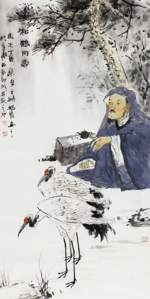 闫畅青人物画赏析仙风道骨,禅意浓郁