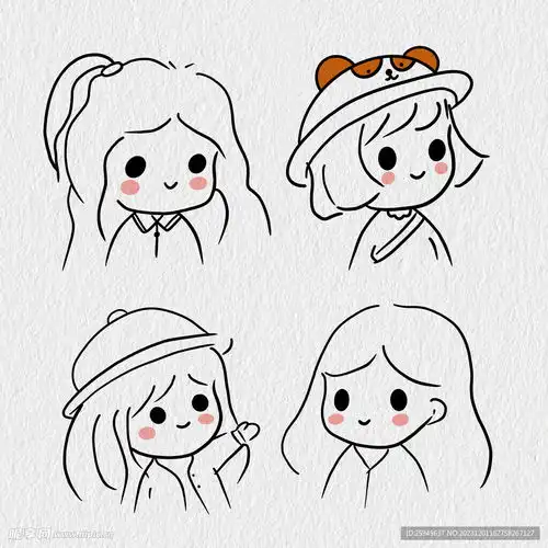 小女孩简笔画头像设计图