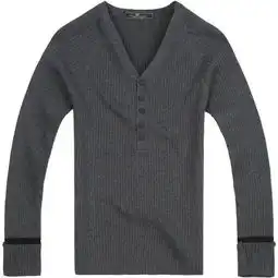 ppz男装新款男士毛衣v领扣暗条纹针织衫男1182