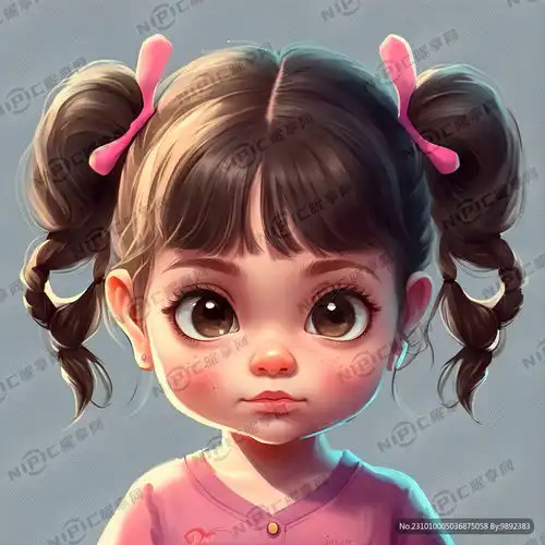 ai创作图一个扎着双丸子头没有刘海的可爱小女孩卡通手绘头像nipic.com