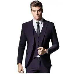 汤河之家2019秋季正装西服套装男式休闲西装韩版修身结婚新郎礼服男士三件c