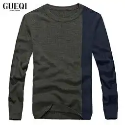 谷翼崎2013新款男士双色拼接儒雅气质针织毛衣ns13418图片大全邮乐官方网站