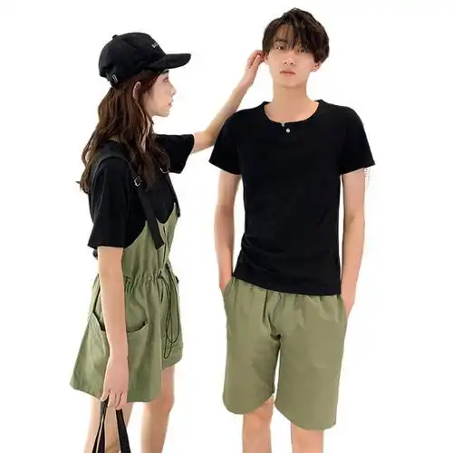 情侣装夏装2020新款ins不一样的t恤套装气质裙子两件套小众设计感