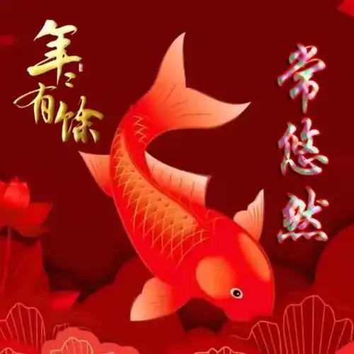 红色喜庆祝福类姓氏微信头像年年有余