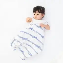 良良初航麻棉婴幼儿睡袋男女宝宝无袖麻棉睡袋睡衣防踢被春夏款蓝白色80x36cm蜜芽,中国领先的进口母婴限时特卖商城