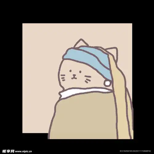 世界名画手绘卡通猫简易头像设计图